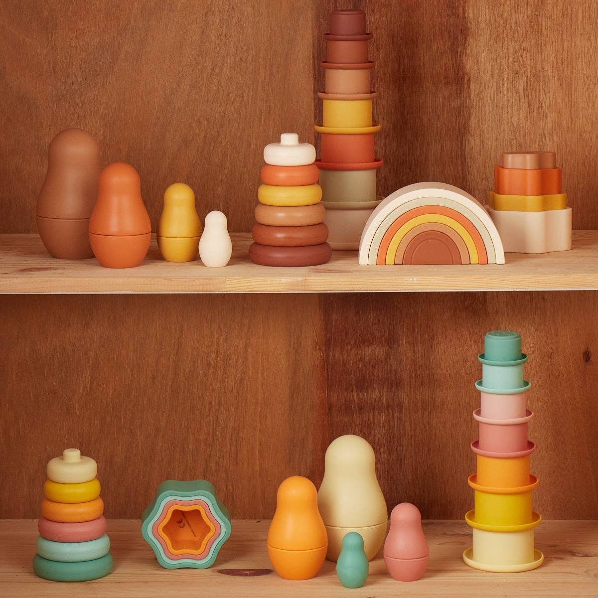 Bieco Spielwaren - Wholesale Stacking Rings Game - Baby - Silicone Stacking Cup Chocolate Bliss6