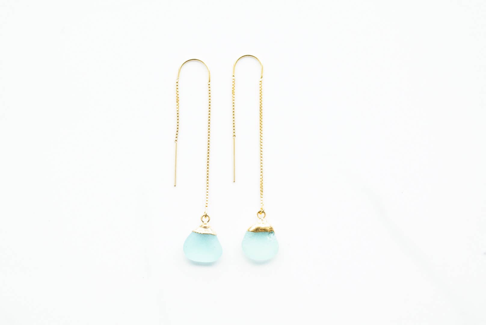 Rise Hawaii Jewelry - Wholesale Dangle Earrings - 24k Gold-Dipped Sea Glass Threader Earrings1