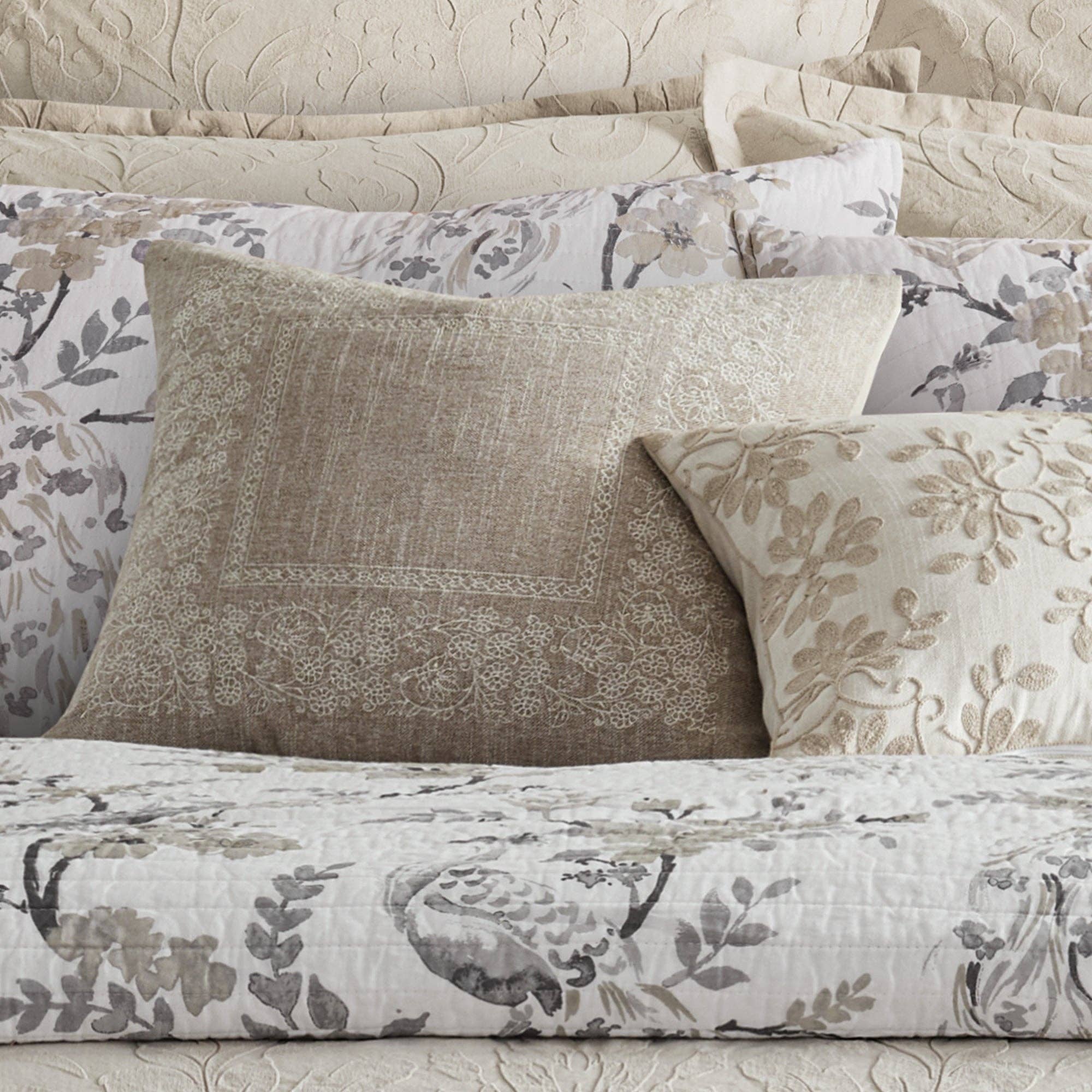 Natural Alessio Embroidered Border Pillow for wholesale on Faire1