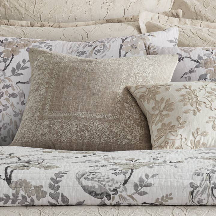 Natural Alessio Embroidered Border Pillow for wholesale on Faire1