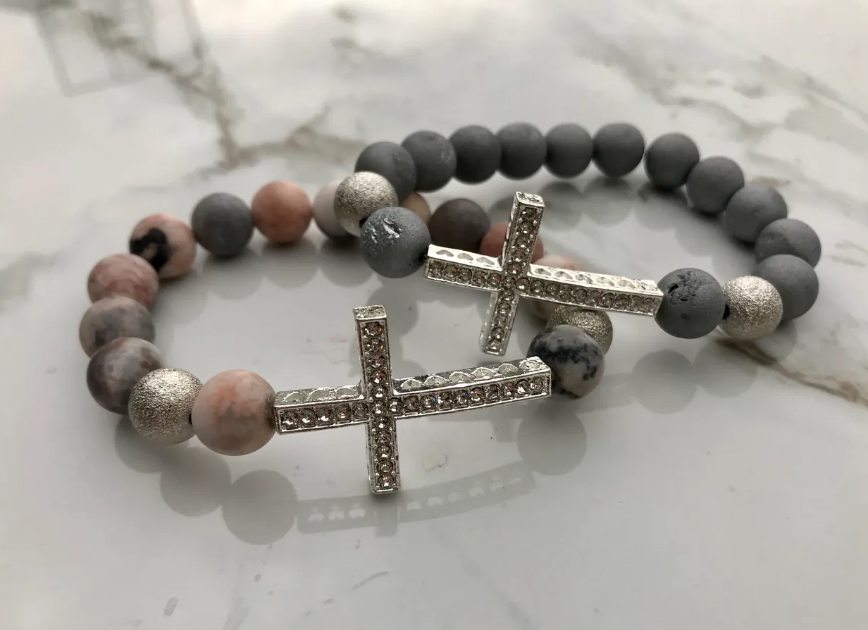 Like Polished Arrows, LLC - Wholesale Beaded Bracelet - Crystal Cross Gemstone Bracelets3