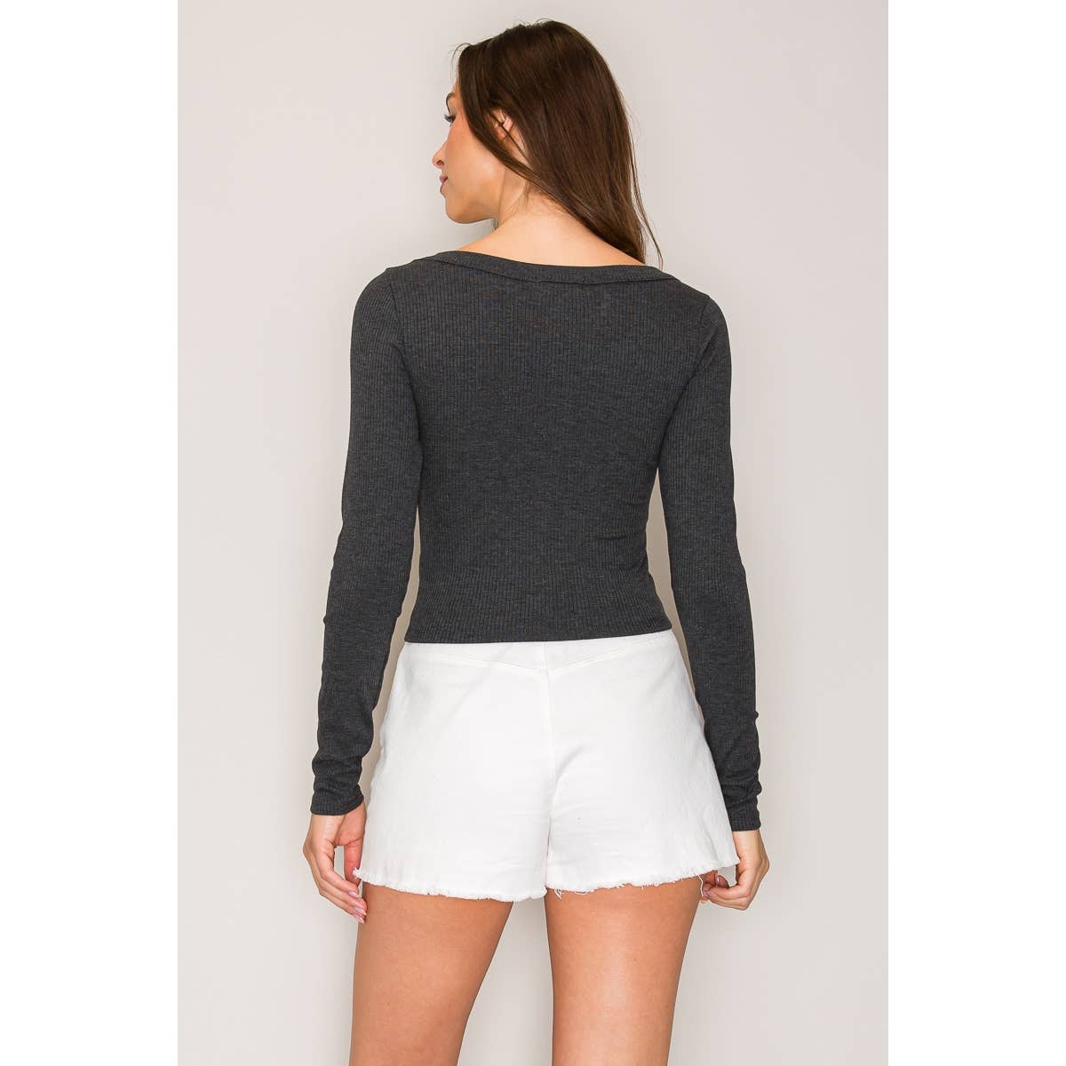 Popular 21 - Wholesale Knit Top - Women's - Ribbed Long Sleeve Wide Neck Top11