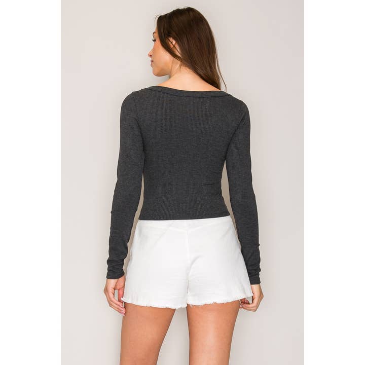 Popular 21 - Wholesale Knit Top - Women's - Ribbed Long Sleeve Wide Neck Top11