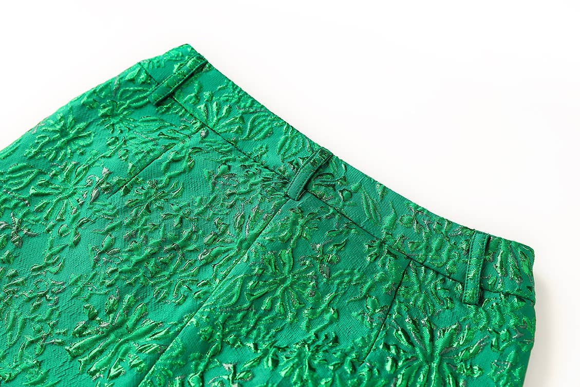 Vert Ensemble de costume jacquard luxueux vert élégant en vente sur Faire11