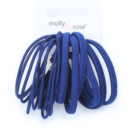 Elastics - Navy - Card of 18 - Mixed Thickness for wholesale by Inca UK