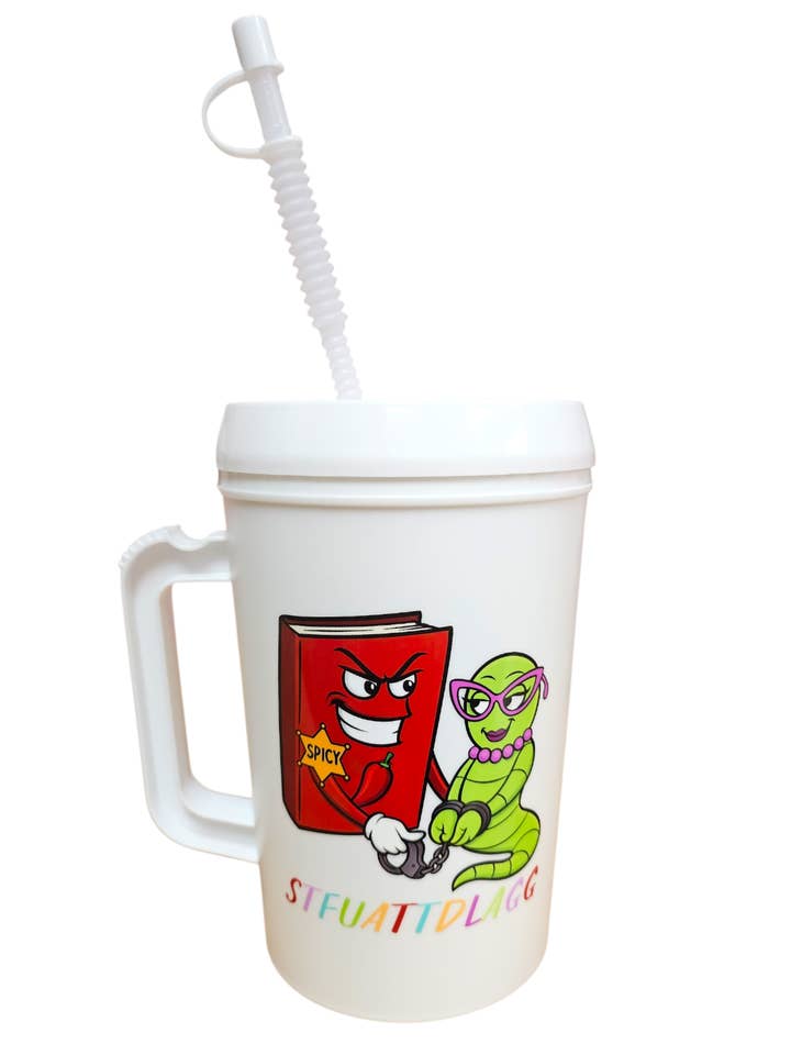 Spicy Smutty Book Worm STFUATTD HIP SIPS Mega Trucker Mug 34oz for wholesale by Scratch Decor