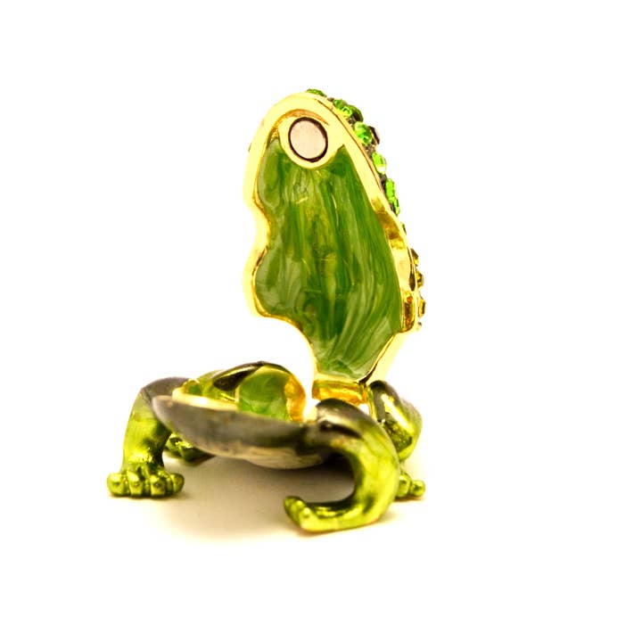 Ciel Collectables - Wholesale Jewelry Box/Organizer - Small Frog Trinket Box. Hand Set Green Swarovski Crystals
