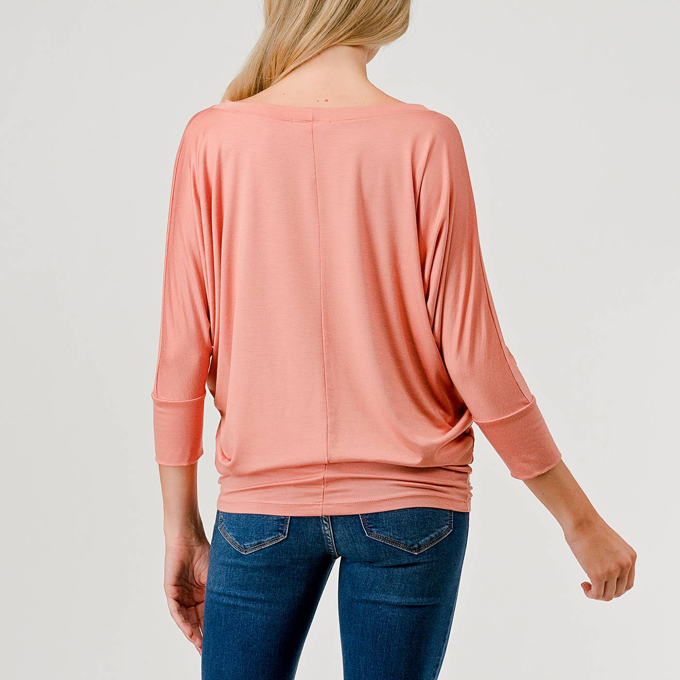 Heimious - Wholesale Knit Top - Women's - 3/4 Dolman Sleeve Round neck Modal Jersey  Top, 250356