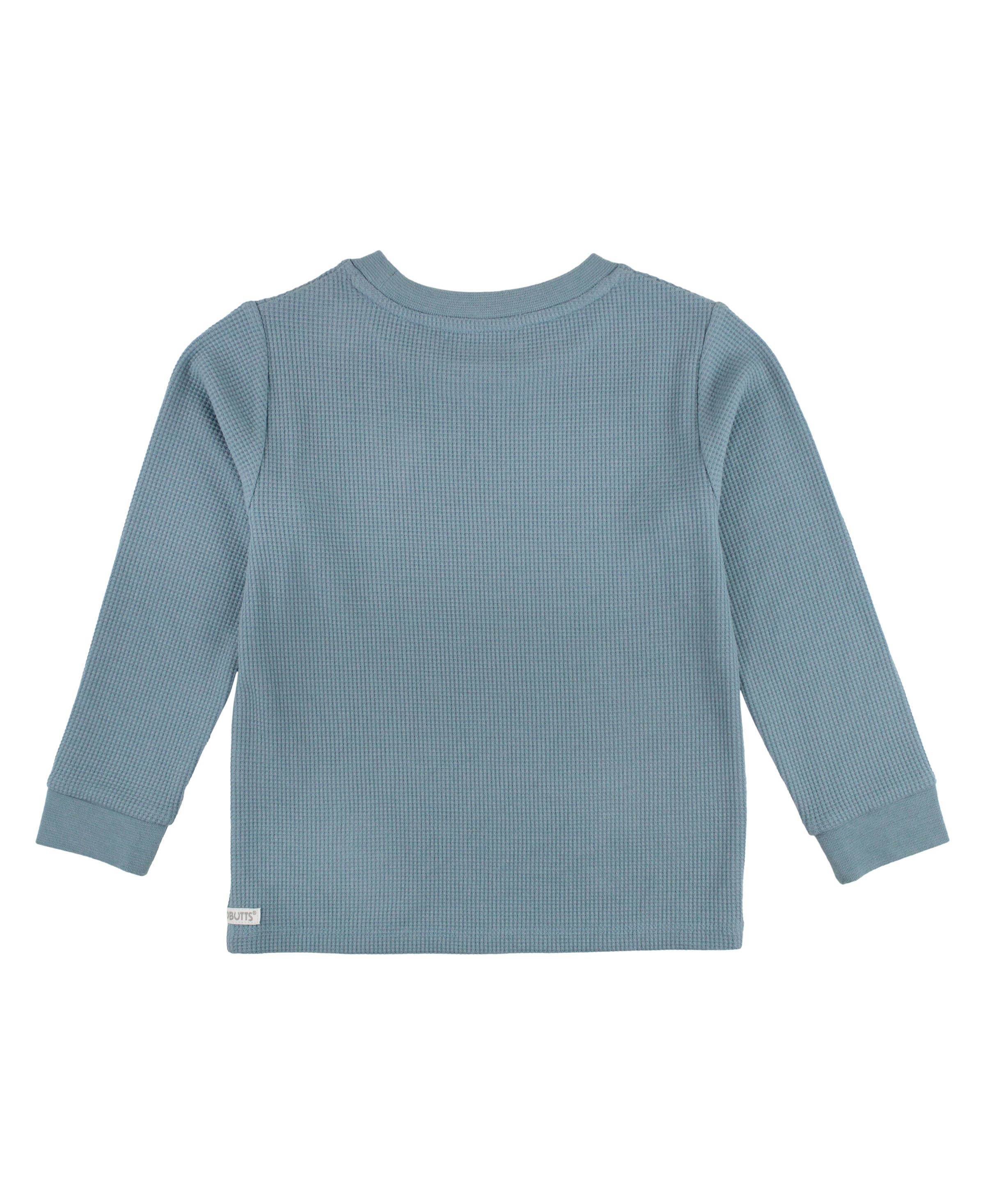 Blue Boys Slate Waffle Knit Long Sleeve Crew Neck Shirt for wholesale on Faire4