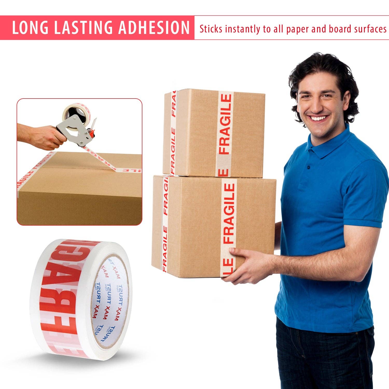 Ledsone – wholesale Tape – Strong Packaging Tape Fragile-Self Adhesive Tape Rolls~52143