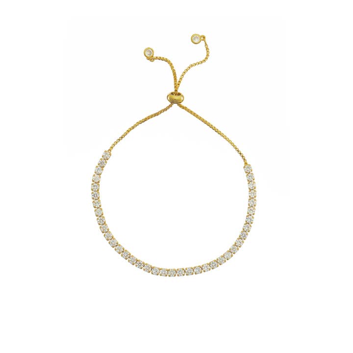 Bracelet de tennis à cordon coulissant en or 18 carats pour la vente par Brenda Grands Jewelry