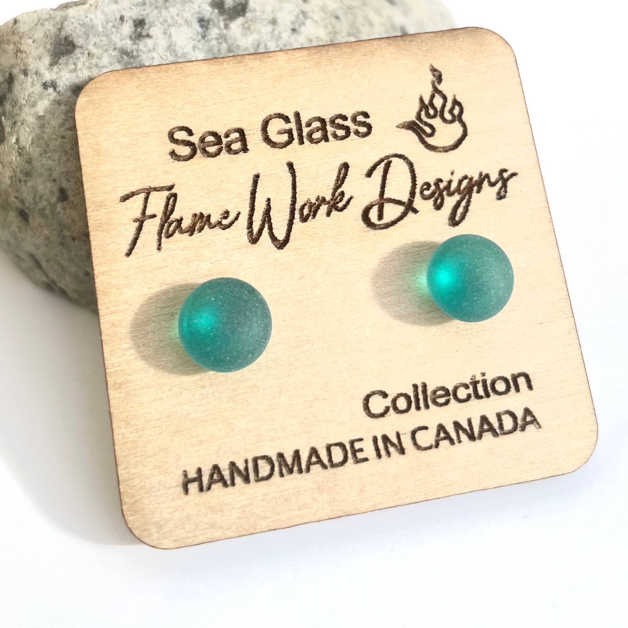 Flame Work Designs - Glass Jewelry - Wholesale Stud/Post Earrings - 12 Pairs Rainbow Sea Glass Studs Collection 10% OFF1