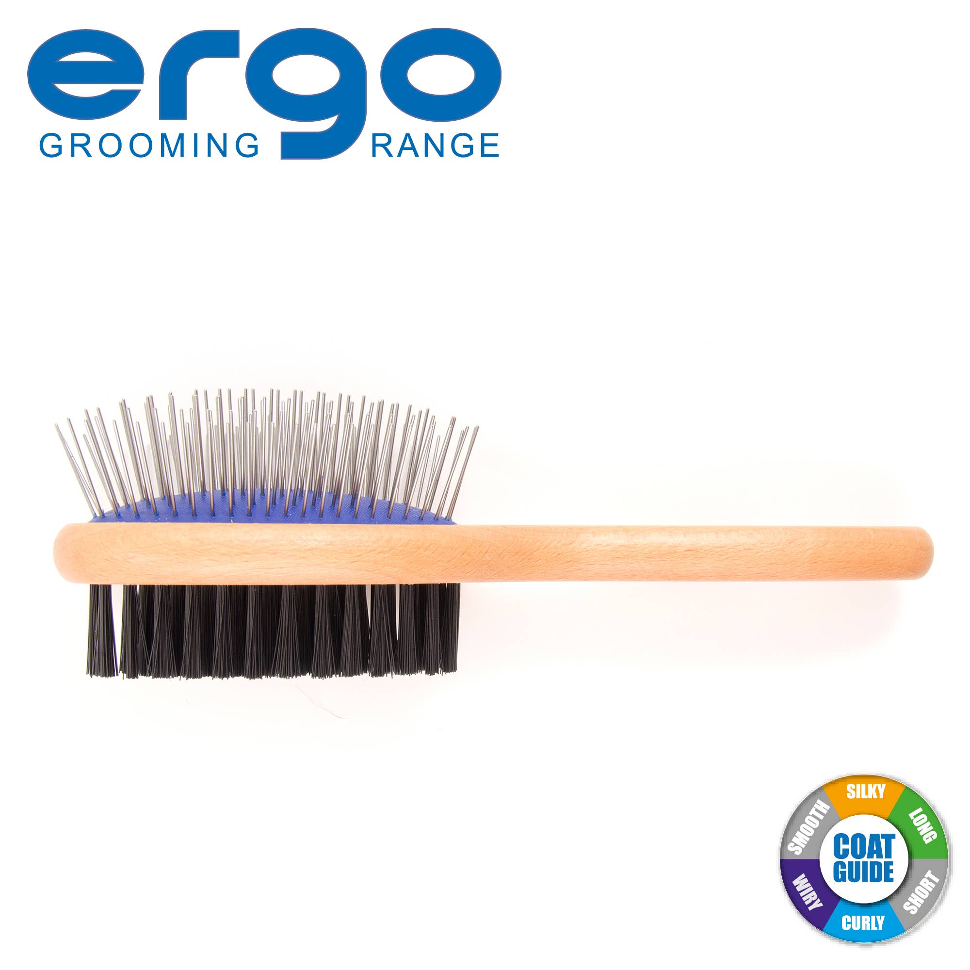 Ancol Pet Products Ltd – wholesale Pet brush – Cat/dog – Ergo Wooden Handle Double Sided Brush0