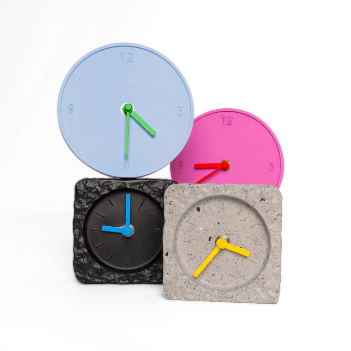 Helio Ferretti - Wholesale Desk Clock - LIGHT BLUE RAW ROUND CLOCK HF4