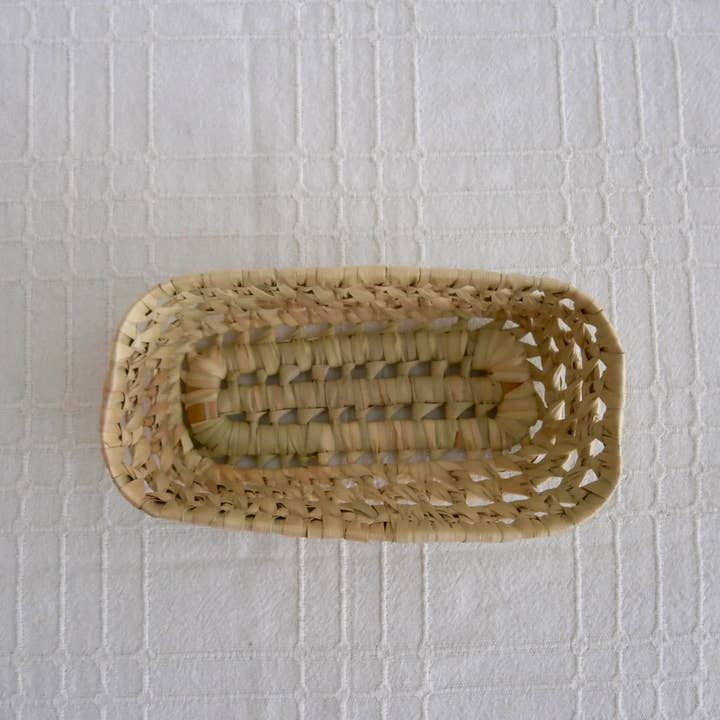 High crafty – wholesale Decorative tray – 🧺 Small Open Weave Oval Tray – Handwoven Palm Leaf Storage 2