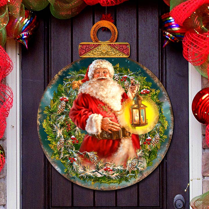 Designocracy - Wholesale Door Hanger - Enchanted Ball Christmas Santa Door Hanger D.Gelsinger0