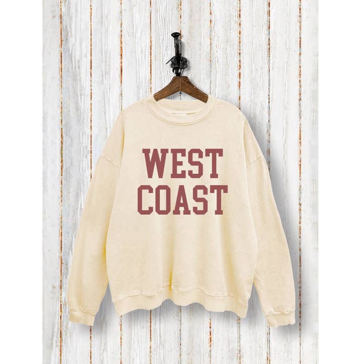 West Coast Typography Mineral Wash Sweatshirt for wholesale by PINK NABI