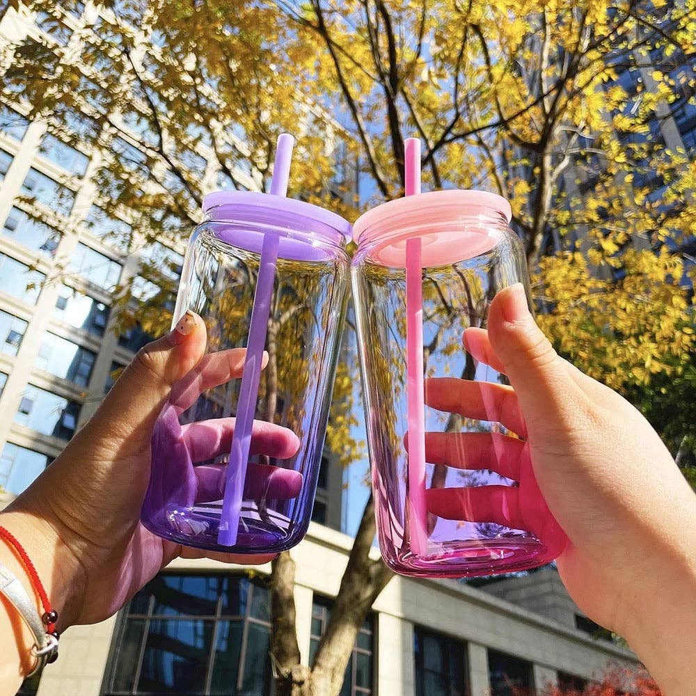 OMG Cups! - Wholesale Drinking Glass/Cup - Ombré 16oz Glass Cans0