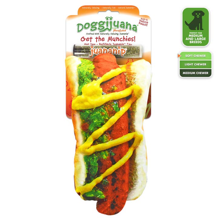 Doggijuana® Krijg de Munchies Hotdog Navulbaar Hondenspeelgoed voor wholesale door SmarterPaw | Meowijuana & Doggijuana
