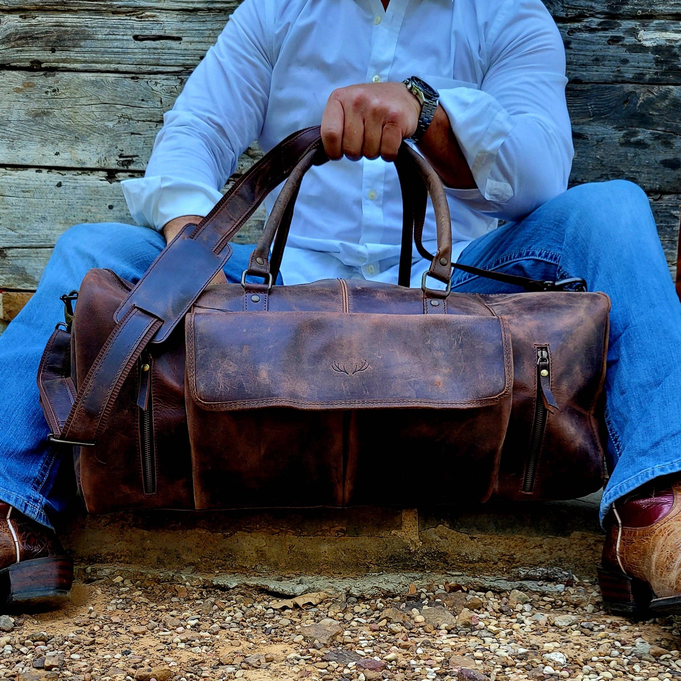 Ranch Junkie - Wholesale Weekender Bag - Unisex - Denali Vintage Saddle Leather Weekender Leather Duffel Bag8