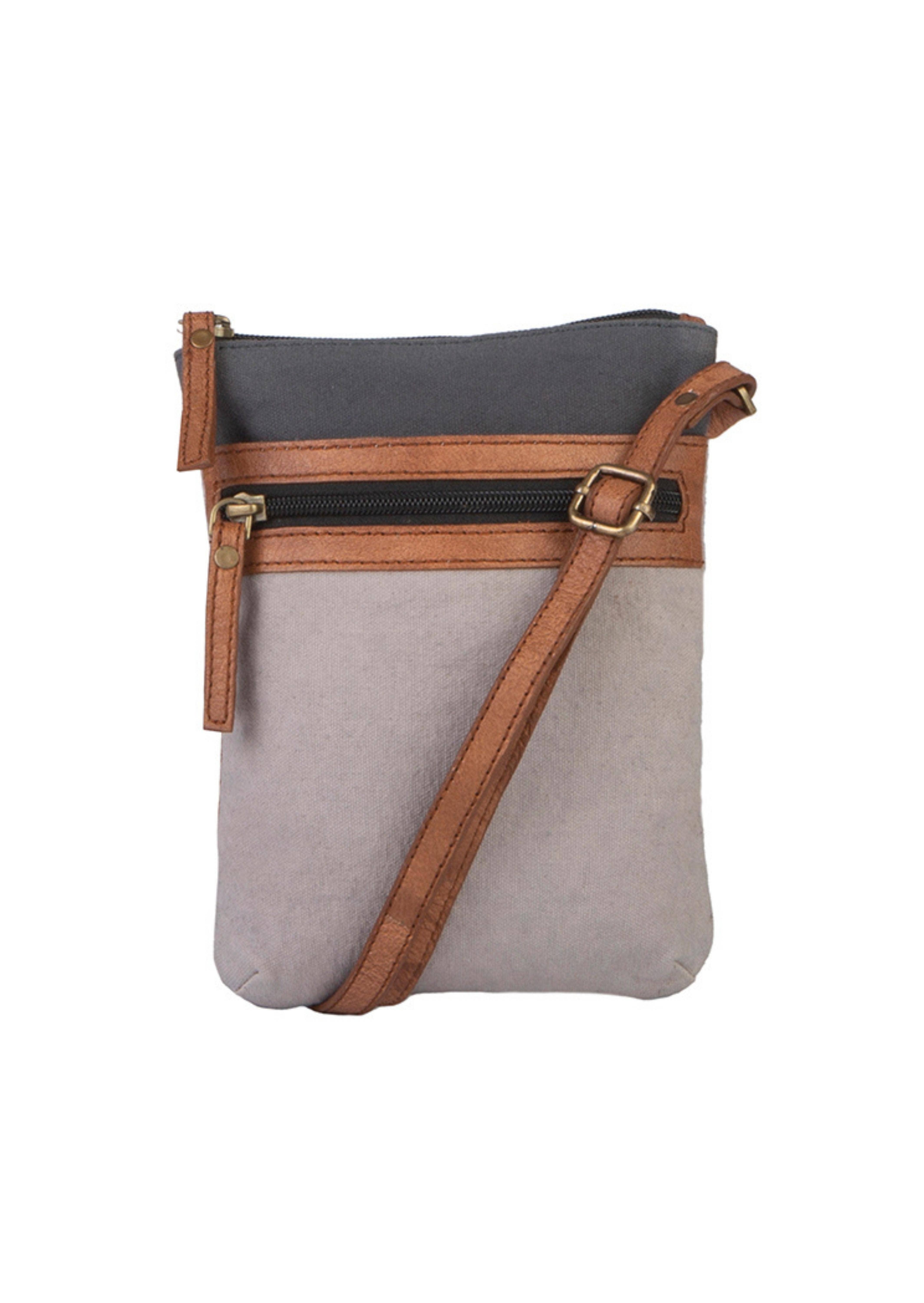 Mona B. - Wholesale Crossbody Bag - Women's - Ava Up-Cycled Canvas and Genuine Leather Crossbody Bag1