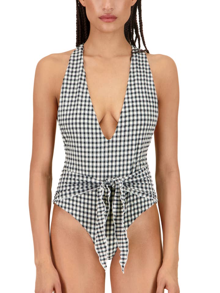 Le maillot une‑pièce Georgia en motif smoking à carreaux pour la vente par Julliet