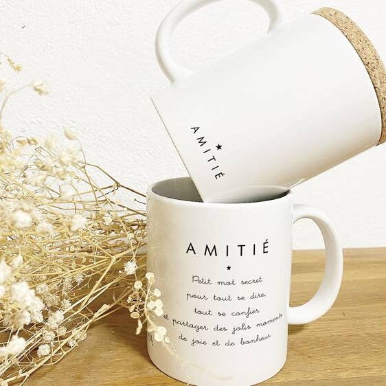 Marcel & Lily - Wholesale Coffee Mug - "Friendship" mug with cork lid