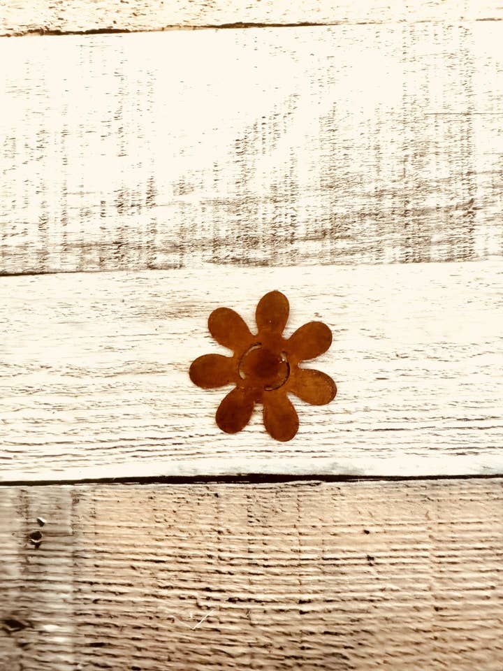 Spirit Flower 2 Inch Rustic Metal Garden Magnet for wholesale by Universal Ironworks USA