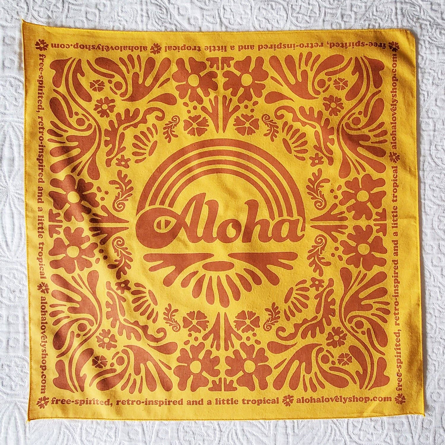 Aloha Lovely - Venta al por mayor Bandana - Mujer - Bandana Aloha Rainbow en terracota dorada1