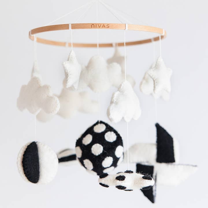 Nivas - Wholesale Baby Mobile - Black & White Contrast Shapes Crib Mobile - Handmade Gift