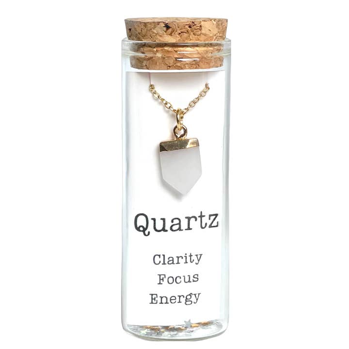 Quartz Gemstone Tusk Gold Necklace for wholesale by L Rae Charm