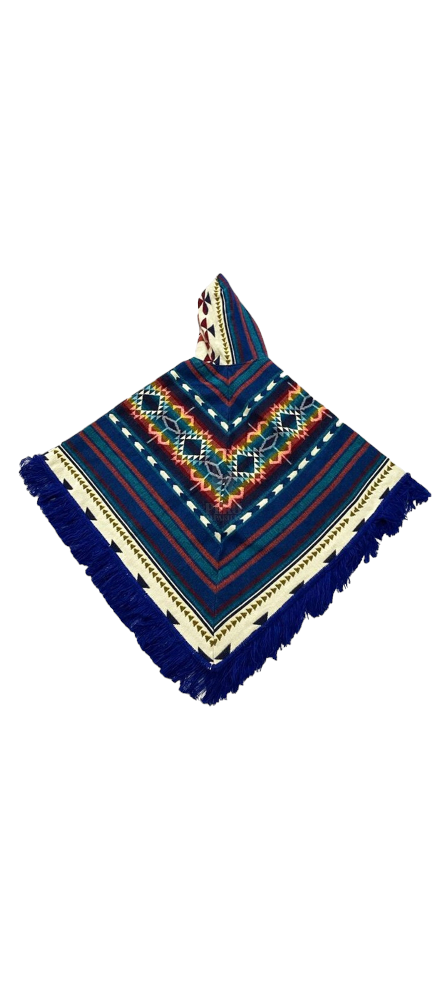 MODA LATINA – Engroshandel Poncho - Dame – Alpaca Poncho med indfødt mønster trekantet design2