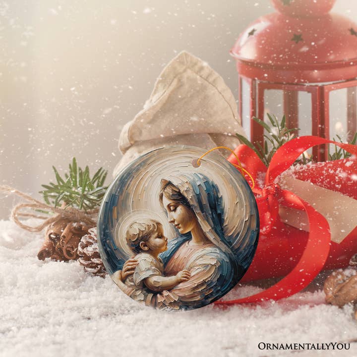 OrnamentallyYou - Wholesale Ornament - Virgin Mary and Baby Jesus, Oil Painting Style Gift & Decor3