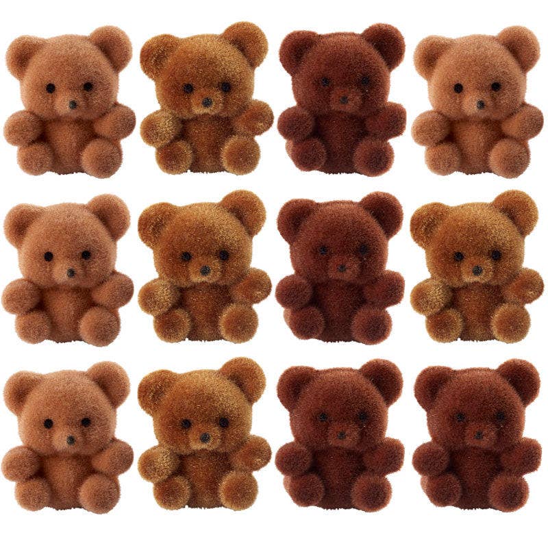 Factory Direct Craft - Wholesale Decorative Tabletop Object - 1" Miniature Brown Flocked Teddy Bears (Bag of 12)3