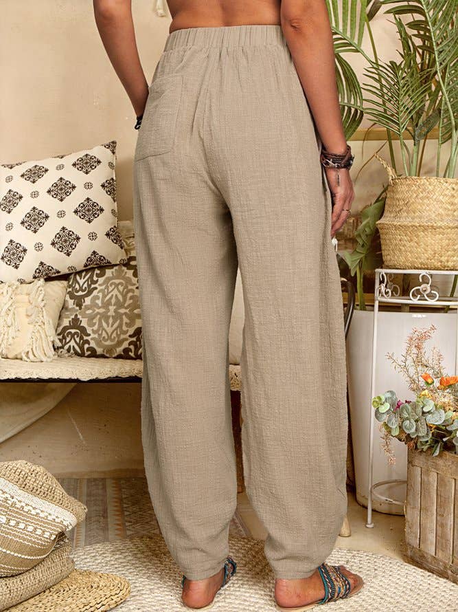 HIDDENBRAND - Wholesale Pants - Women's - Leisure cotton blend drawstring harlan pants13