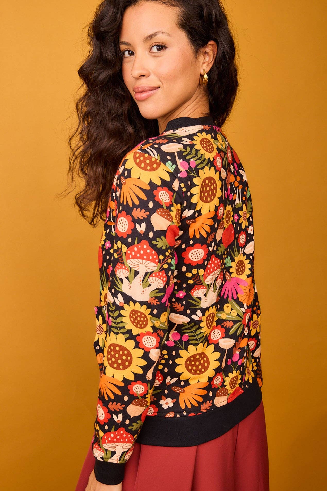 Smile - Wholesale Bomber Jacket - Women's - White Sunflower Forest Bomber4