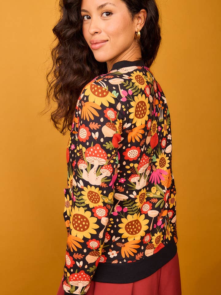 Smile - Wholesale Bomber Jacket - Women's - White Sunflower Forest Bomber4