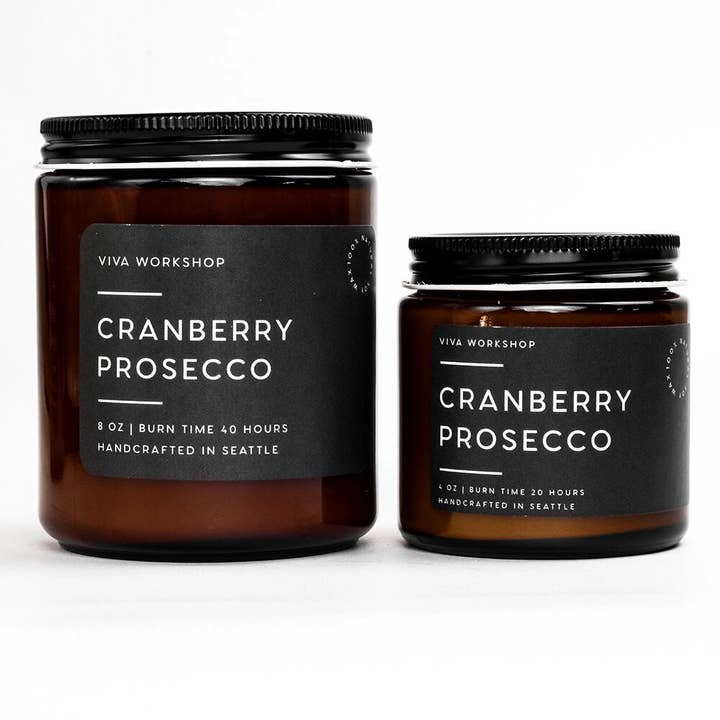 Viva Workshop - Wholesale Jar/Filled Candle - Cranberry Prosecco – Festive Scented Soy Candle1