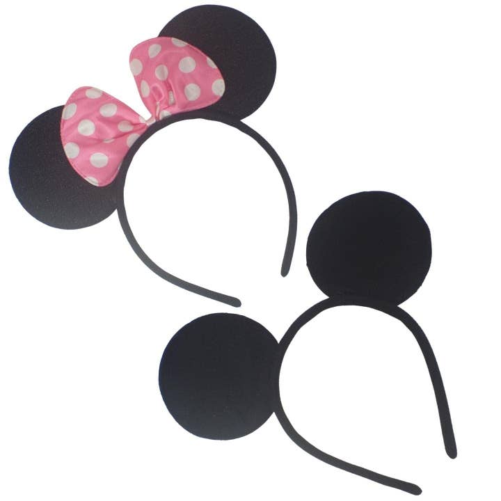 Topkids Accessories - Wholesale Fashion Headband - Kids - 2pcs Mouse Ears Adult Mouse Ears Headband Kids Mouse Ears Sparkly Mouse Headband Spotted Bow Sparkly Sequin Bow Mouse Ears For Kids, Adults2