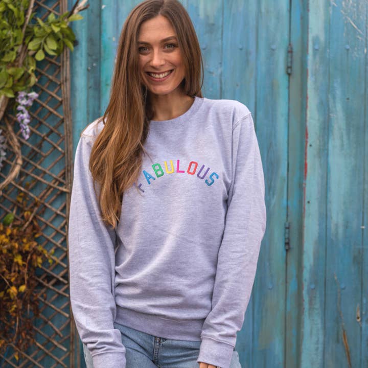 Fantastisch geborduurd sweatshirt grijs voor wholesale door Percy and Nell Retail Limited