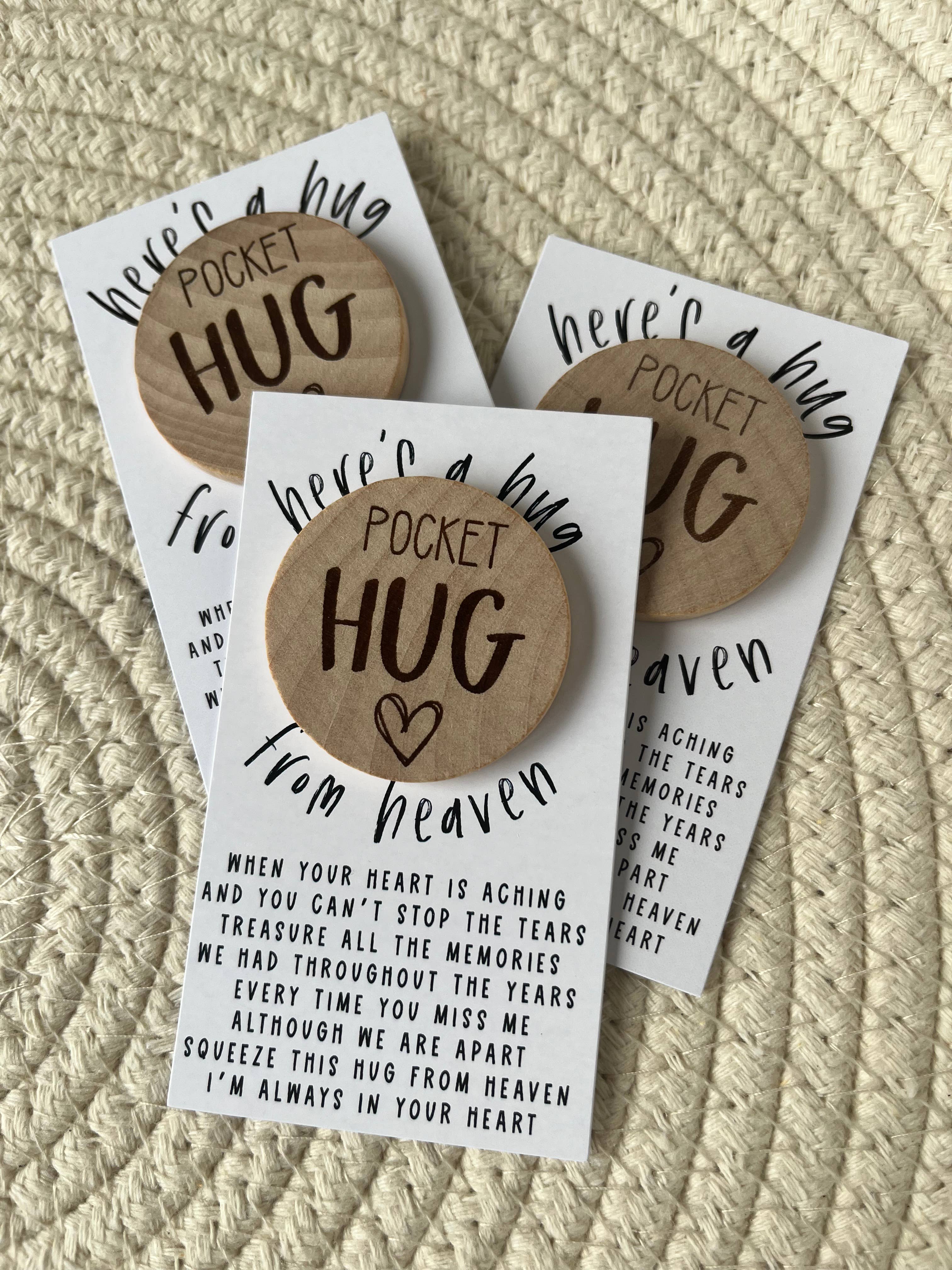 Handmade by Hammero - Wholesale Keepsake Coin/Token - Pocket Hug from Heaven - Wood Engraved Token5