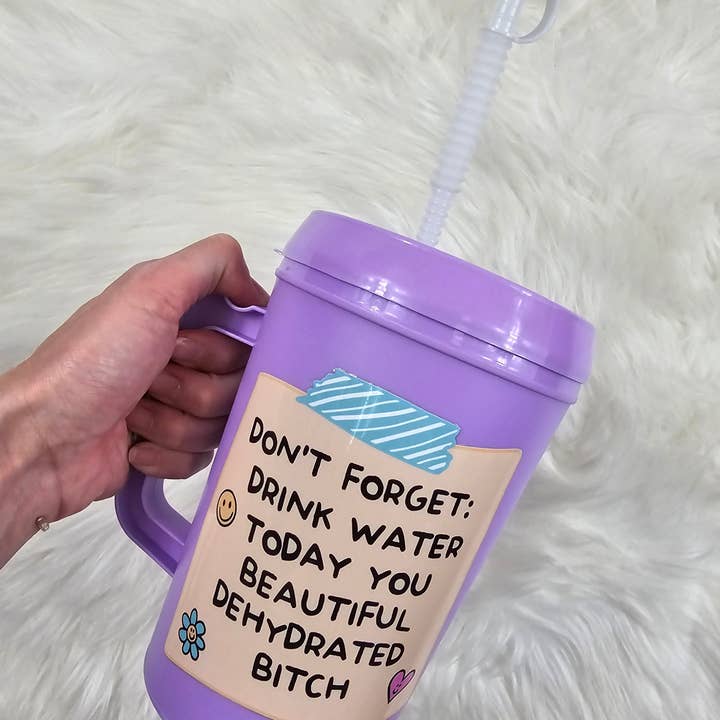 Scratch Decor - Wholesale Insulated Mug/Tumbler - 'Don't Forget to Drink Water Today B*tch' Mega Trucker Mug