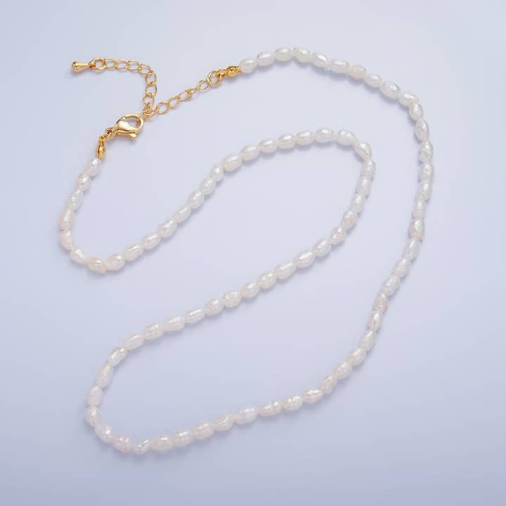 24K Gold Filled 4mm Freshwater Pearl 16 Inch Choker Necklace | WA-2729 for wholesale by Aim Eternal