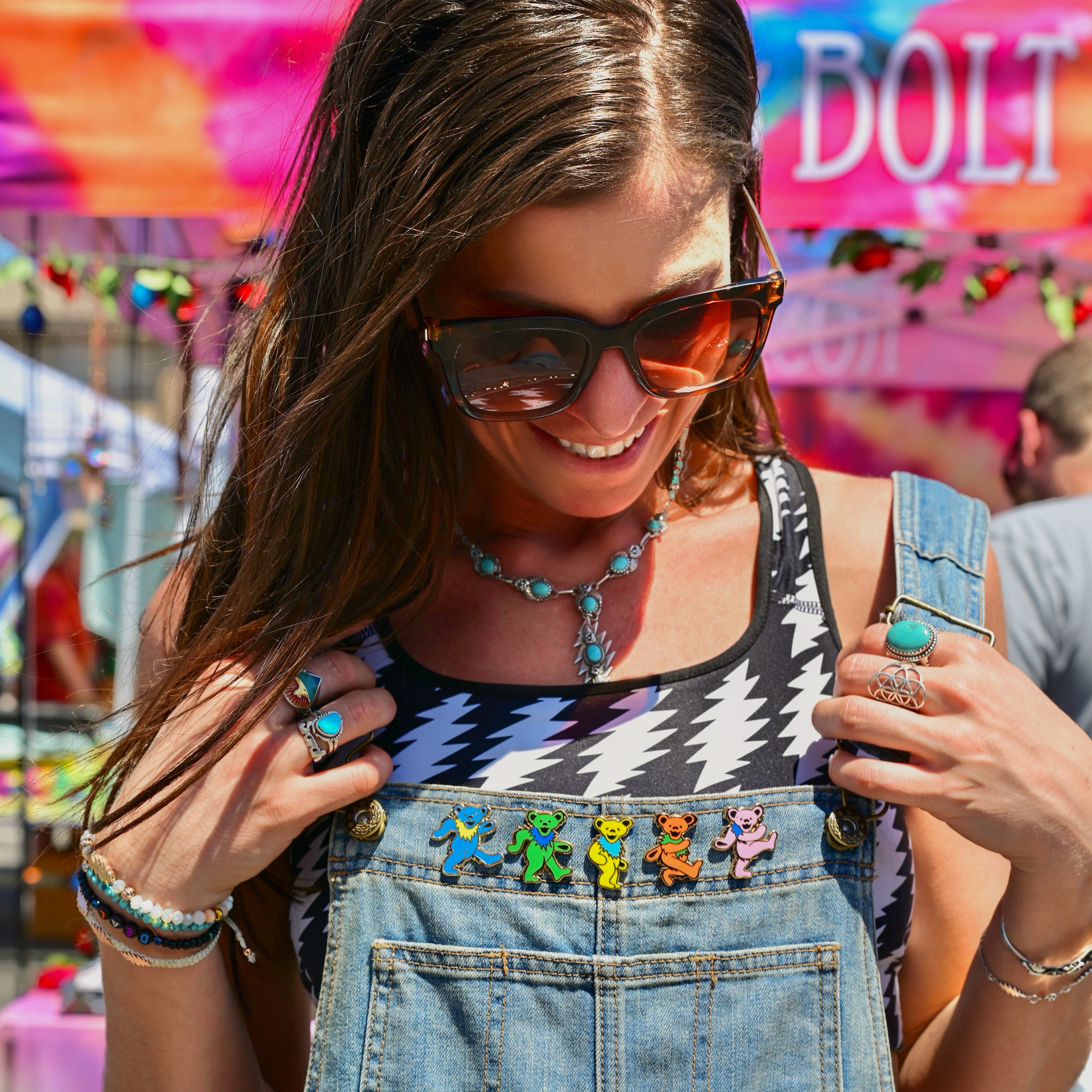 Hiouchi Jewels | Rose & Bolt Grateful Dead Jewelry - Wholesale Lapel Pin/Button - Grateful Dead Dancing Bears Pin Set1