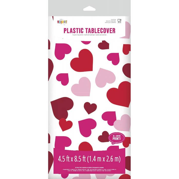 Bulk Party Decor - Wholesale Disposable Table Cover/Runner - Bulk Valentine's Day Hearts Plastic Table Covers (12 per Case)2