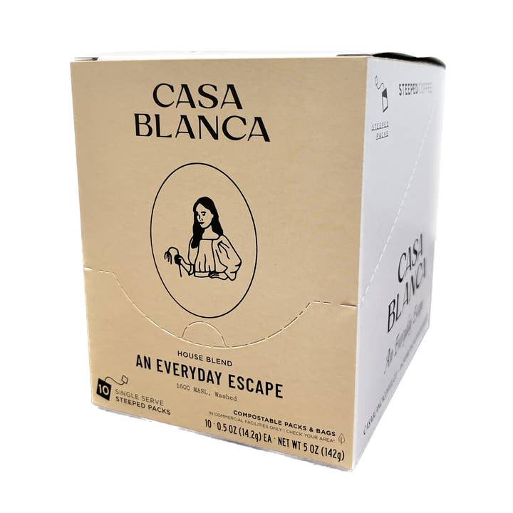 An Everyday Escape Steeped Coffee - 10 Pack for wholesale by Casa Blanca Coffee Roasters