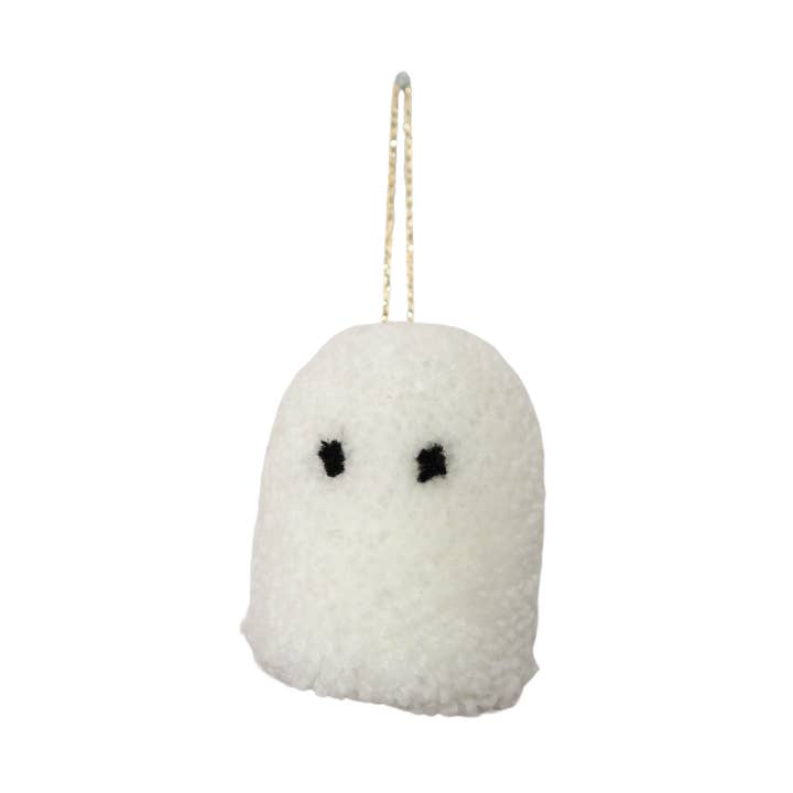 Handmade Ghost Pom Pom Bauble Decoration - Christmas for wholesale by Fat Pom Poms