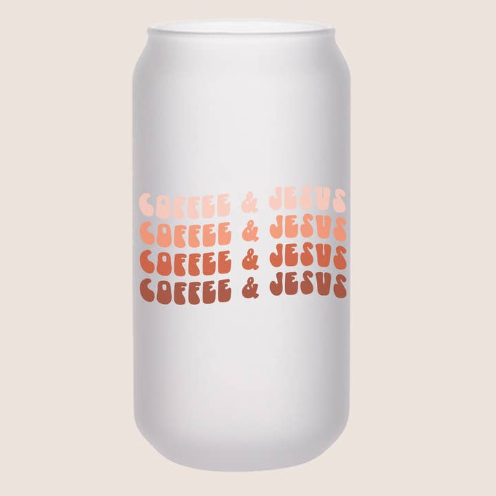 18 oz Coffee and Jesus Frosted Beer Can glazen beker voor wholesale door Amber Marie Design