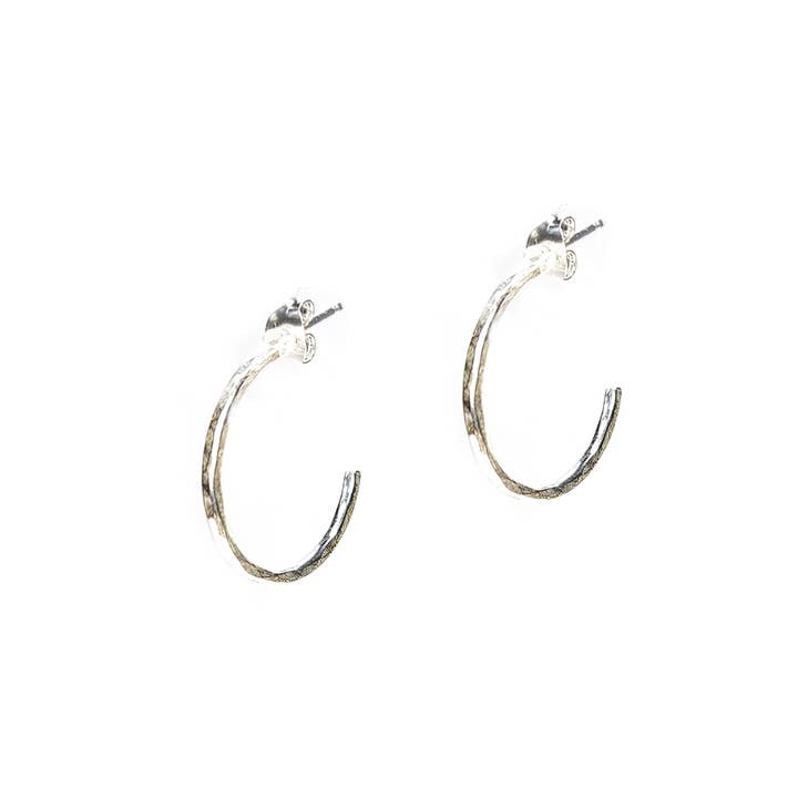 Silver Hammered hoop earrings for wholesale by Mijoux Creations