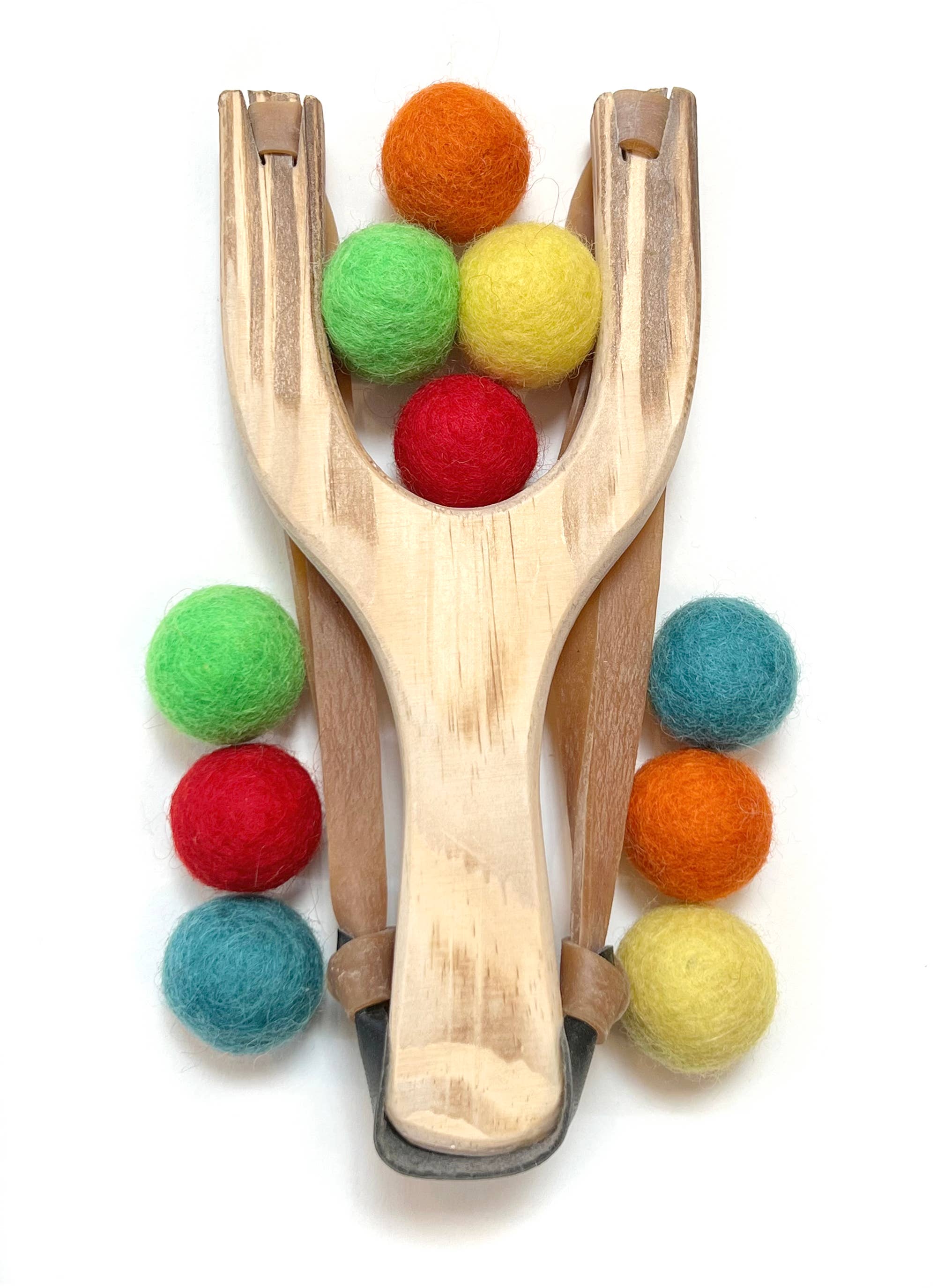 Little Lark - Wholesale Slingshot - Kids - Natural Wood Slingshot Toy with felt wool ammo balls0